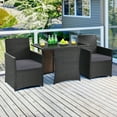 thumbnail image 2 of Costway 3-Piece Rattan Patio Furniture Set with Cushioned Sofa and Table, Gray, 2 of 12