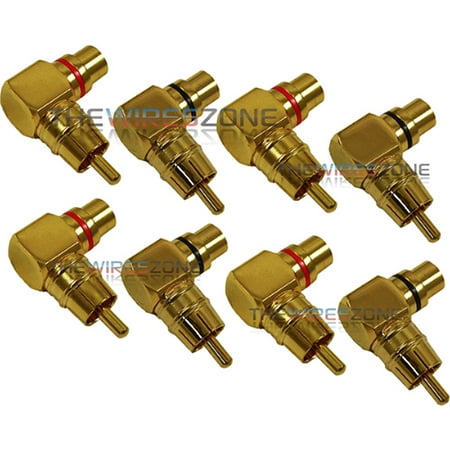 - Male to Female Gold Audio RCA Right Angle Connector Plug Adapter (8/Pack)