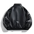 thumbnail image 4 of Leather Coats for Men, Man Streak Solid Color Pockets Zipper Lapel Leather Coat, 4 of 9