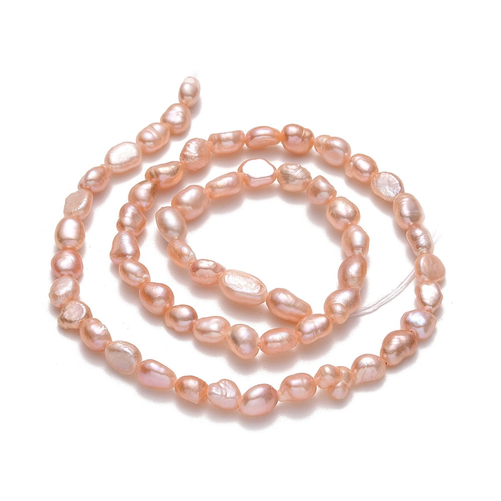 3strands Cultured Freshwater Pearl Beads Strands Two Sides Polished PeachPuff 5.5~6x4.5~5x4mm Hole: 0.6mm about 55~58pcs/strand 13.78''(35cm)