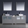 thumbnail image 3 of Fresca Torino 84" Gray Oak Modern Double Sink Bathroom Vanity with Side Cabinet & Vessel Sinks, 3 of 4