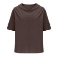 thumbnail image 3 of Camiseta con Botón Mujeres, Sudadera Casual Color Sólido Camiseta de Cuello en V de Manga Corta para Diario, Compras Y Salida, 3 of 7