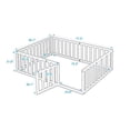 thumbnail image 3 of Full Size Floor Bed for Kids, Wood Full Montessori Bed Frame with Fence Guardrails and & Support Slats, Full Playhouse Bed with Door Design, Kids Fence Bed Playpen Bed for Boys ,Girls, Walnut, 3 of 7