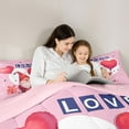 thumbnail image 4 of Feelyou Valentine's Day Gnome Bedding Comforter Set 7pcs, Love Heart Balloon Queen Bedding Sets, Teens Kids Girls Women Reversible Queen Sheet Sets, Luxury Bedroom Decor, 4 of 7