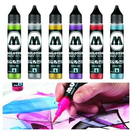 Craft Ink Refill - CHARTPAK, INC. 693416 MOLOTOW GRAFX AQUA INK 30ML REFILL YELLOW GREEN