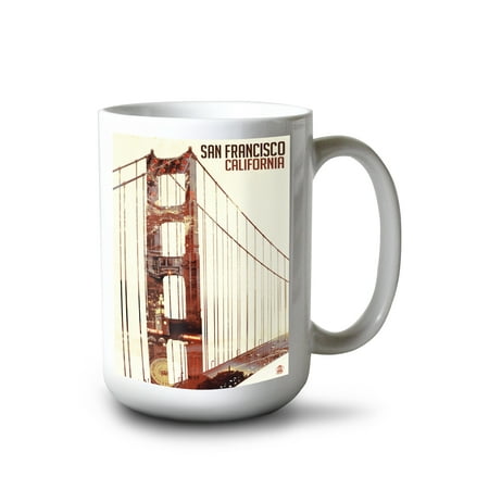 

15 fl oz Ceramic Mug San Francisco California Golden Gate Bridge Double Exposure Dishwasher & Microwave Safe