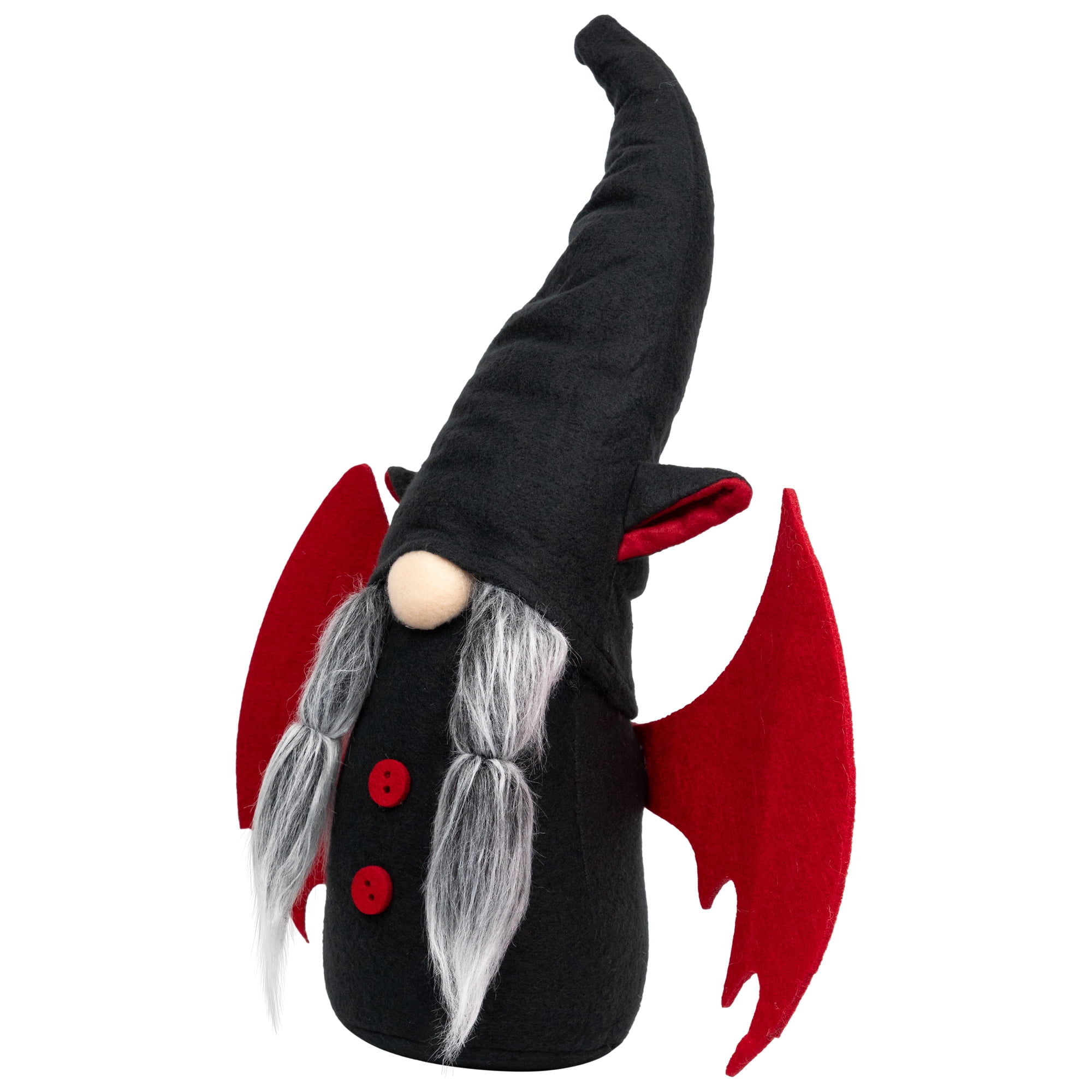 18" Black and Red Halloween Gnome with Bat Wings - Female
