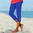thumbnail image 4 of Miluxas Womens Yoga Capri Pants High Waist Capri Leggings Solid Color Slim Workout Fitness Pants Biking Capris with Side Split Blue, 4 of 7
