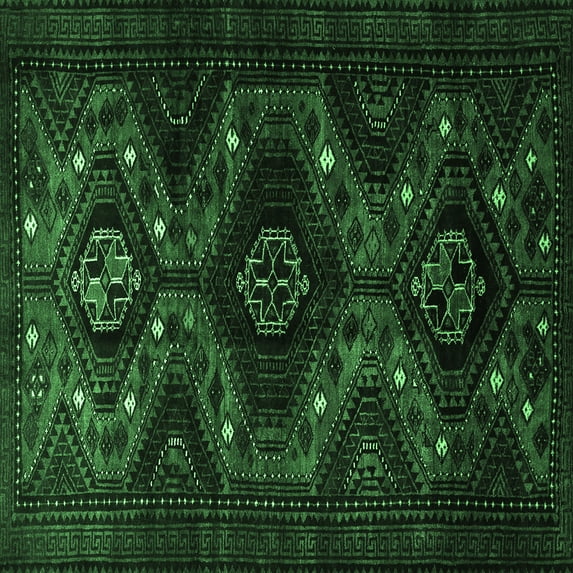 Ahgly Company Indoor Square Persian Emerald Green Traditional Area Rugs, 7' Square