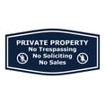 thumbnail image 2 of (3 pack) Fancy Private Property No Trespassing No Soliciting No Sales Sign (Navy Blue / White) - Small, 2 of 6