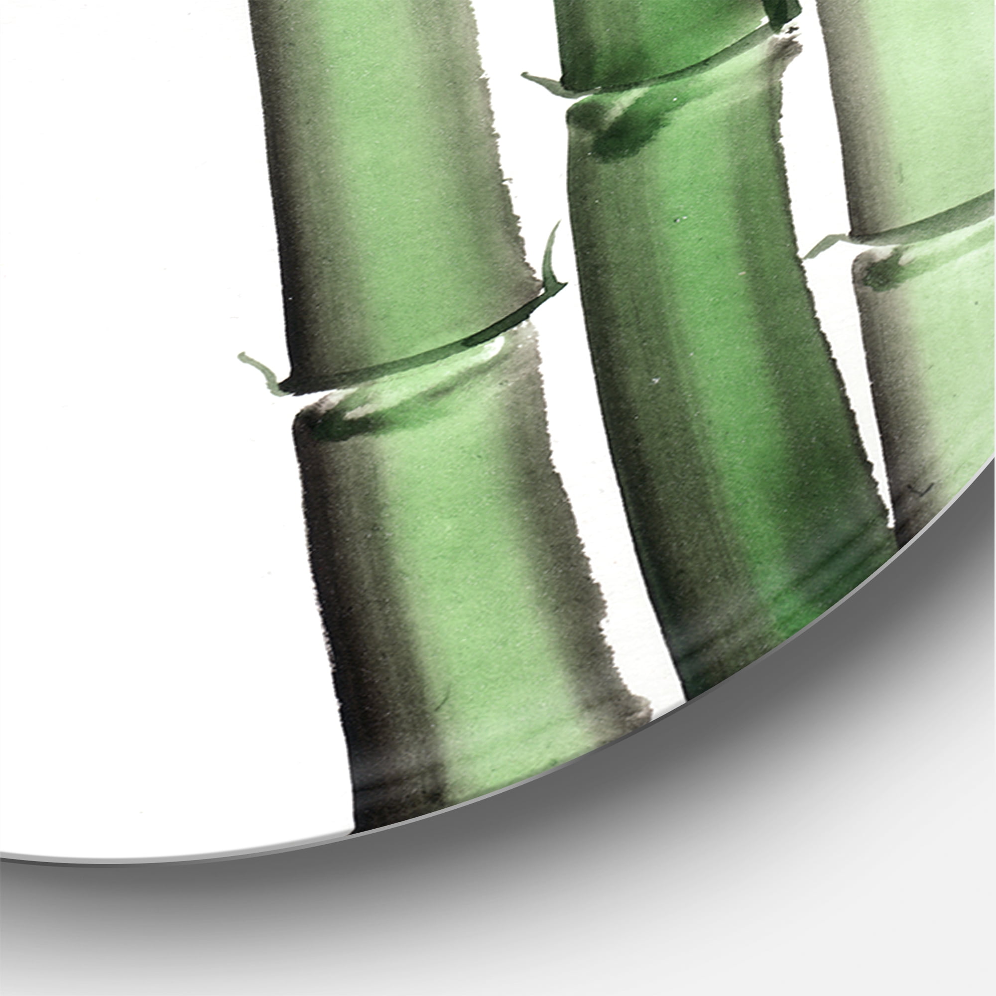 Designart 'Palm Bamboo Detail On White II' Traditional Circle Metal Wall Art 29x29 - Disc of 29
