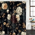thumbnail image 3 of Vintage Black Floral Waterproof Fabric Shower Curtain,Spring Seasonal Botanical Blooms Waterproof Fabric Shower Curtain for Bathroom Curtains Bathtubs Shower Curtains with 12 Hooks Small 36x72in, 3 of 8