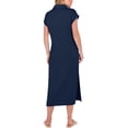 thumbnail image 2 of Women Summer Casual Midi Dresses Short Sleeve V Neck Loose Split Beach Vacation Tshirt Maxi Dress Dark Blue L, 2 of 5