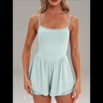 thumbnail image 4 of Mono de Verano Sin Mangas para Mujer, con Tirantes Finos y Doble Forro, Pantalones Cortos, Conjunto de una Pieza. Azul L, 4 of 9