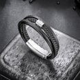 thumbnail image 4 of Mens Leather Bracelet, Adjustable Multi Strand Wristband with Stainless Steel Clasp, Fashion Cuff Bracelet for Business and Casual Wear, 4 of 10