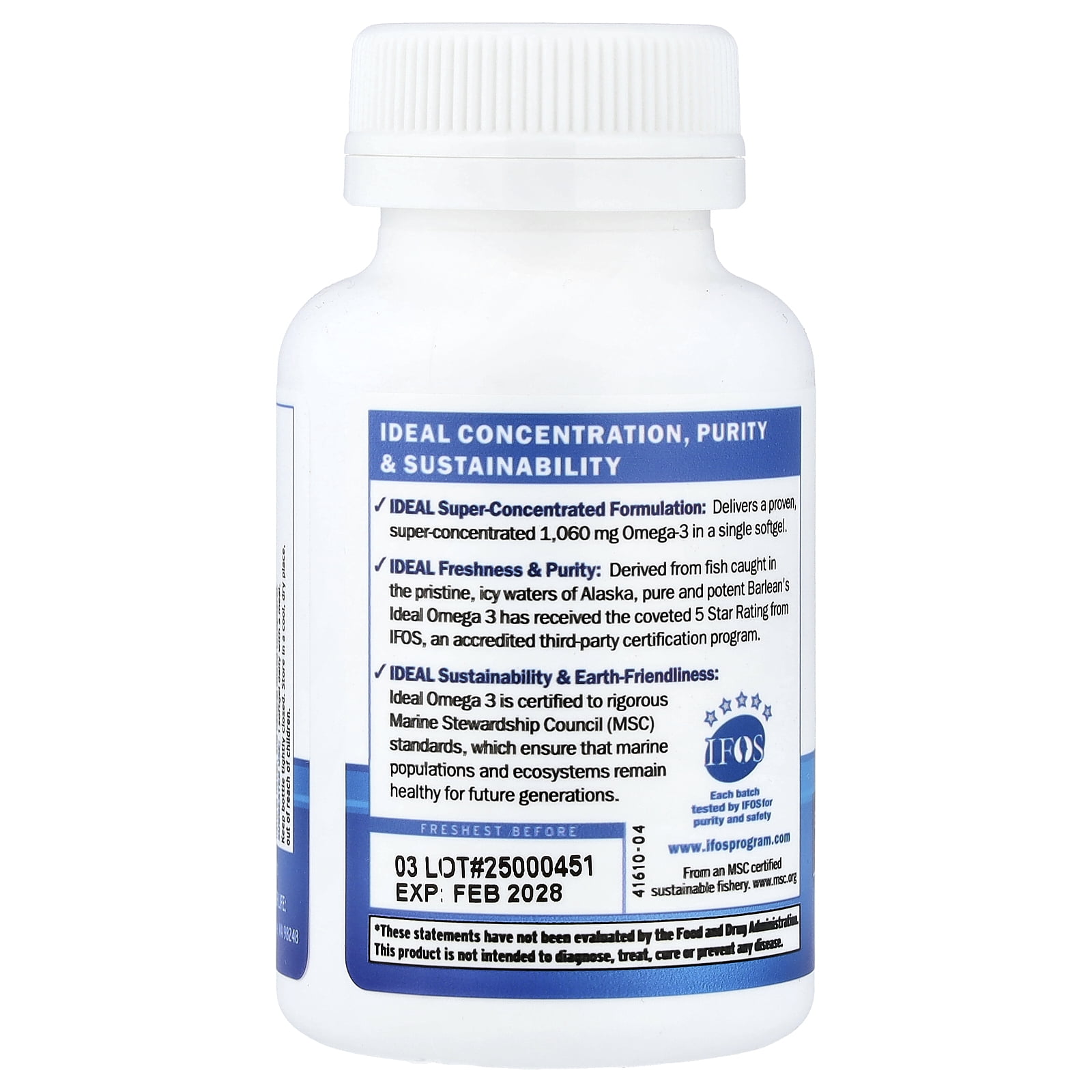 Barlean's Ideal Omega 3, Orange, 30 Softgels