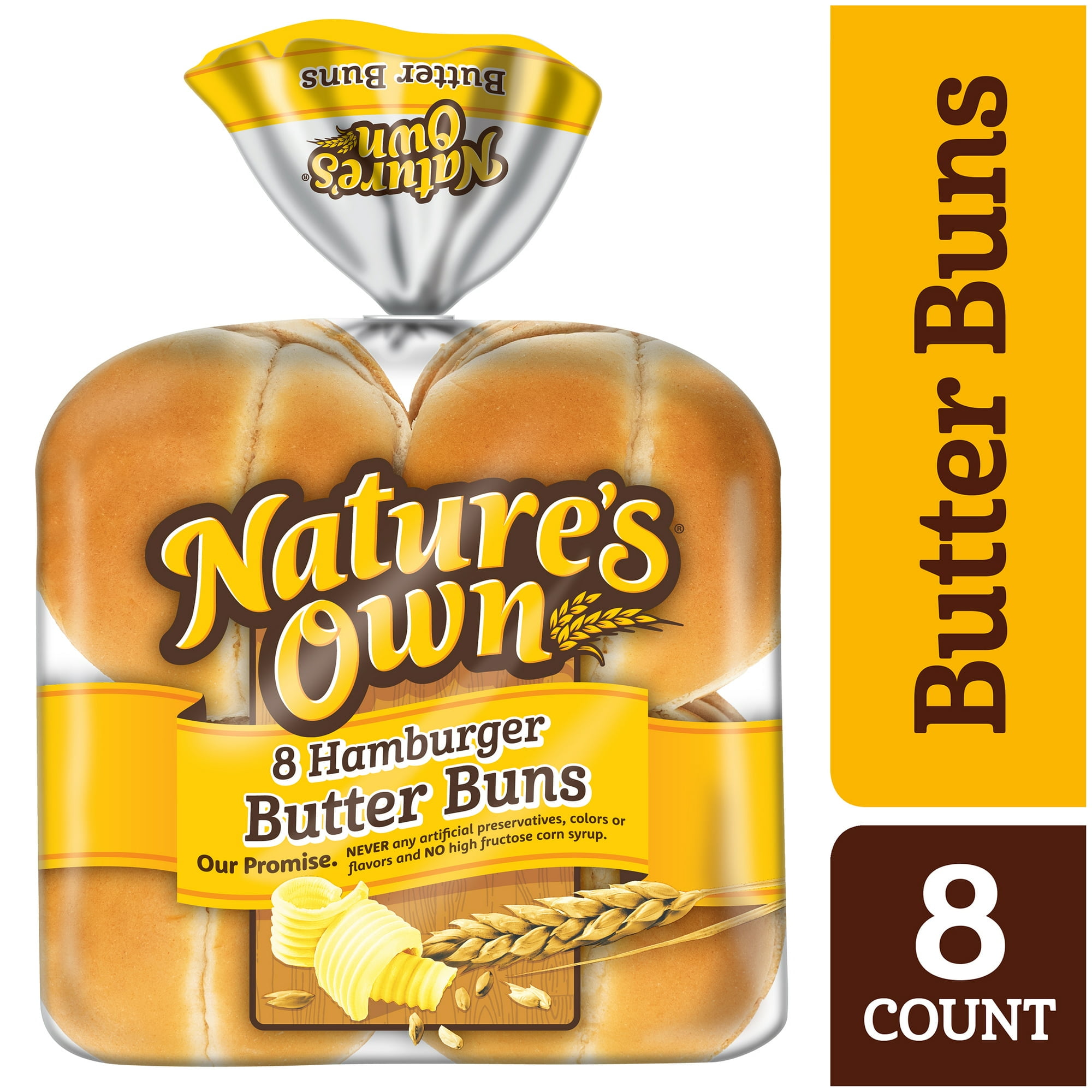 Nature's Own White Hamburger Butter Buns, 16 oz, (Pack of 3)