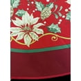 thumbnail image 3 of Christmas Holiday Printed tablecloth with pink poinsettias, pine cones and gold details, 3 of 5