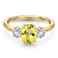 thumbnail image 3 of Gem Stone King 10K Yellow Gold Canary Mystic Topaz and White Created Sapphire Engagement Ring for Women | 2.06 Cttw | Oval 8X6MM | Gemstone November Birthstone | Size 9, 3 of 6