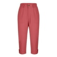 thumbnail image 5 of Capris Pants Women New 2025 Summer Women Cargo Capris Pants Dressy Joggers Casual Pull on Cropped Trousers with Pockets Red XL, 5 of 7