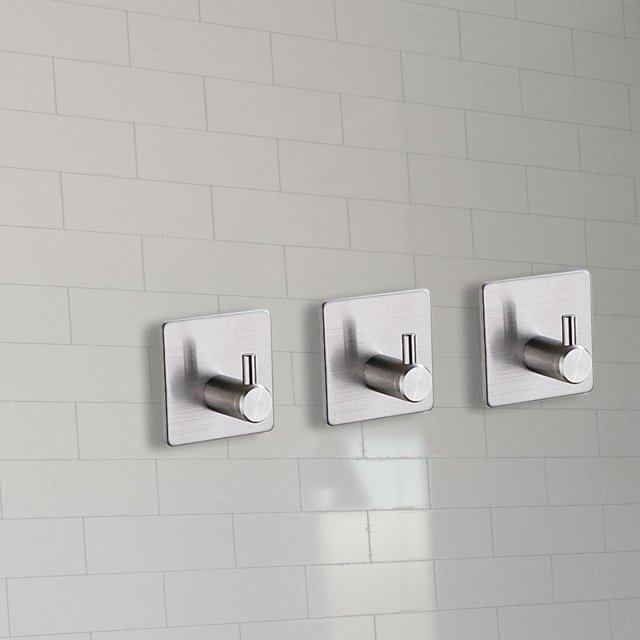 Ganchos para colgar toallas de cocina sin perforaciones, soporte para baño montado en la pared (plata)