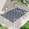 thumbnail image 2 of Mainstays 6 ft. x 9 ft. Blue and White Polyweave Outdoor Rug, Daisies, 2 of 9
