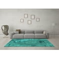 thumbnail image 3 of Ahgly Company Machine Washable Indoor Square Oriental Turquoise Blue Industrial Area Rugs, 8' Square, 3 of 4
