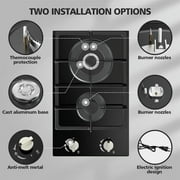 VBGK Double Burner Gas Cooktop, 12 inch Stainless Steel Propane Stove with Thermocouple Protection, Dual Fuel Built-in Design for Home Kitchen Use
