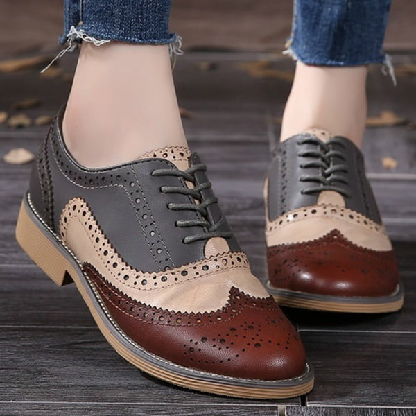 Wing-tip British Style Leather Lace Up Oxfords Flat Sneakers Sz Hot Sale New 