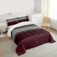 thumbnail image 4 of Manfei Girly Maroon Stripes Queen Comforter Set for Female, Modern Abstract Ombre Bedding Sets, Chic Fashion Artwork Reversible Bedding Comforter Set, Luxury Bedroom Decor, 3pcs, 4 of 9