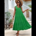 thumbnail image 4 of Vestidos de Verano para Mujer, Sin Mangas, Largos, con Escote en V, Informales, Fluidos y con . Verde S, 4 of 7