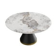 thumbnail image 5 of Miekor Furniture 59.05"Modern Artificial Stone Round Black Carbon Steel Base Dining Table-Can Accommodate 6-8 People 06464, 5 of 10