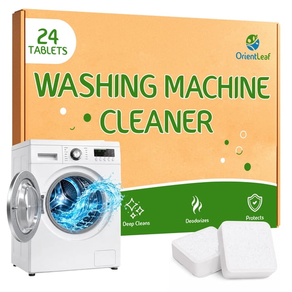 OrientLeaf Washing Machine Cleaner Descaler Tablets – Deep Cleaning Washer Cleaner for HE Front & Top Load Machines – Removes Odor, Buildup & Grime – Fragrance Free – 24 Count