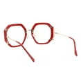 thumbnail image 3 of Women's Clear Lens Glasses Oversized Octagon Shape UV Blue Light Filter Red, 3 of 4