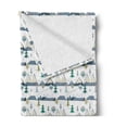thumbnail image 2 of Winter Soft Flannel Fleece Throw Blanket, Cartoonish Snowy Landscape of Abstract Trees and Mountains with Birds Image, Cozy Plush for Indoor and Outdoor Use, 50" x 70", Multicolor, by Ambesonne, 2 of 5