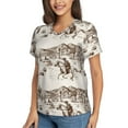 thumbnail image 2 of Vsdgher Western Desert Cowboys3 Women Shirts V Neck Short Sleeve Tops T-Shirt Basic Tees, S to 3XLSmall, 2 of 5