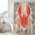 thumbnail image 6 of Lobster Coastal Shower Curtain Set - Standard 72" x 72" Washable Bathtub Curtain with 12 Hooks, Summer Beach Coral Shell Nautical Vintage Waterproof Fabric Stall Shower Curtains for Bathroom Décor, 6 of 6