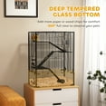 thumbnail image 3 of PawHut Deep Glass Bottom Hamster Cage, 4 Tiers Hamster Tank with Running Wheel, Hut, Water Bottle, Food Dish, Rat Cage, Black, 24" x 16" x 31.5", 3 of 9