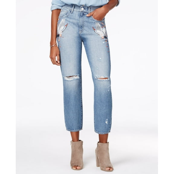 M1858 Frida Embroidered Ripped Straight Leg Jeans Kingsley 24