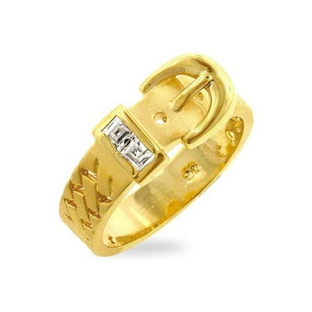 Icon Bijoux R07650K-C01-10 Golden Buckle Ring (Size: 10)
