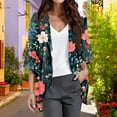 thumbnail image 2 of bbyeadc Womens Spring Shrugs or Sweaters Long Sleeve Chiffon Cardigan Sweaters for Women Lightweight Open Front Shrug Cardigan Floral Dressy Draped Cardigan Capes Light, Dark Green XL, 2 of 6