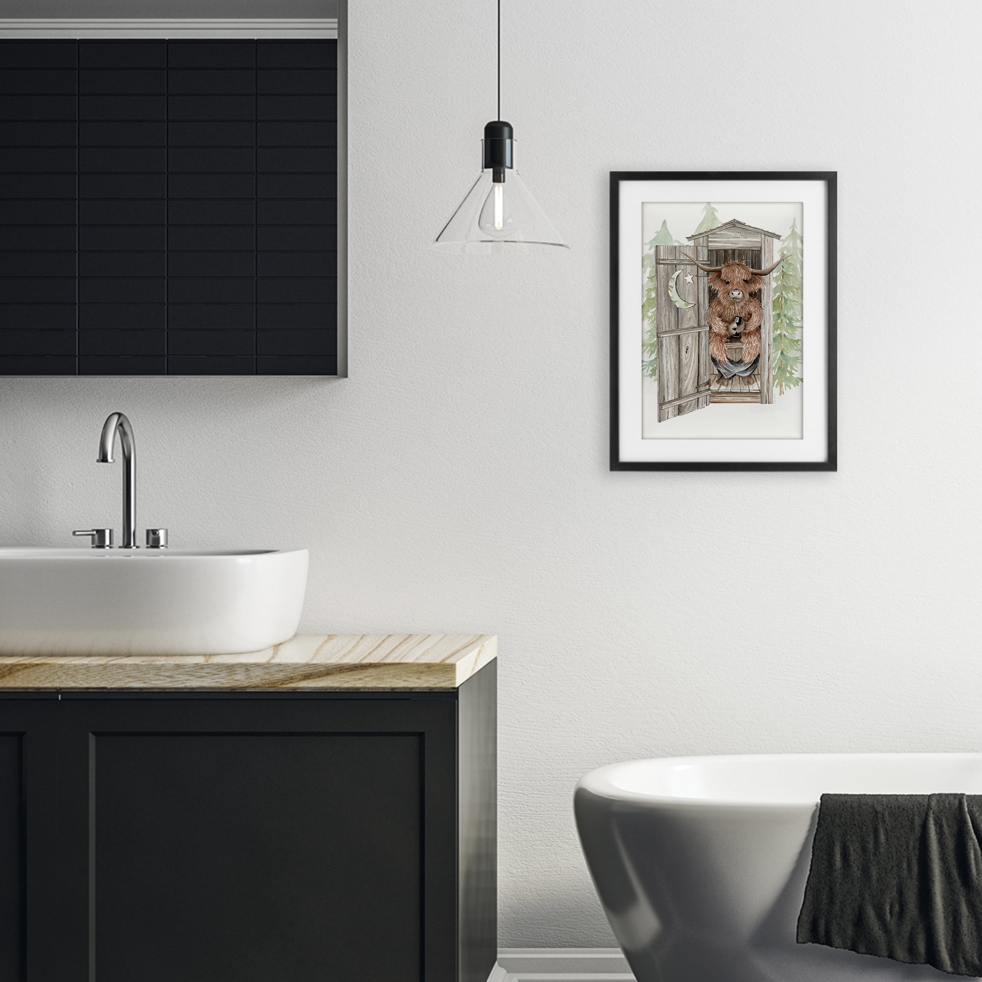 Stupell Industries Lost In Scroll Outhouse Black Framed Print Under Glass, design by Cindy Jacobs