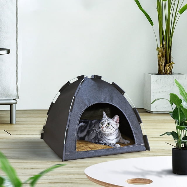 COM1950s Tente pour Animaux de Compagnie pour Chats et Chiens, Maison Pliable Toutes Saisons avec Tapis Réversible, Abri Respirant Intérieur Extérieur pour Confort Toute l'Année