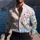 thumbnail image 1 of Nueva camisa de solapa de manga larga con botones para hombre con estampado geométrico, ropa de fiesta callejera de moda para hombre, 1 of 6