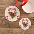 thumbnail image 2 of SKYSONIC 2 pcs Watercolor Candy Cane Pot Holders Trivets, Heat Resistant Trivets,Christmas Lollipop Holly Cotton Thread Weave Mats for Hot Pads Pans Pot Bowl Teapot, 2 of 7
