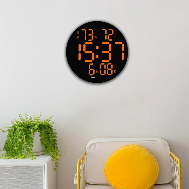 Xingzhi Wall Clock USB Powered Clock Digital Clock for Living Room Orange