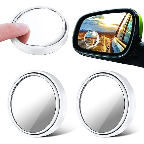4 Pieces(White)Thinp Blind Spot Car Mirror, 360° Adjustable Blind Spot Mirror Round HD Glass Convex Mirror with Frame Side Mirror Blindspot Wide Angle Rear View Mirror