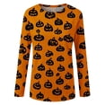 thumbnail image 5 of Bexdxz Halloween Long Sleeve Shirts for Women Plus Size Halloween Costumes Woman Funny Pumpkin Crewneck Tops Casual Outfits Black L, 5 of 5