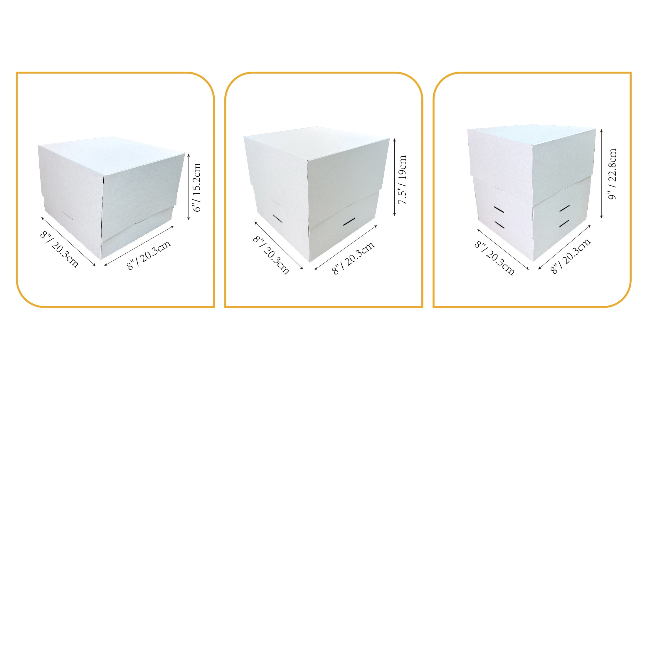 8" x 8" x 6" White Adjustable Cake Box, by Way To Celebrate