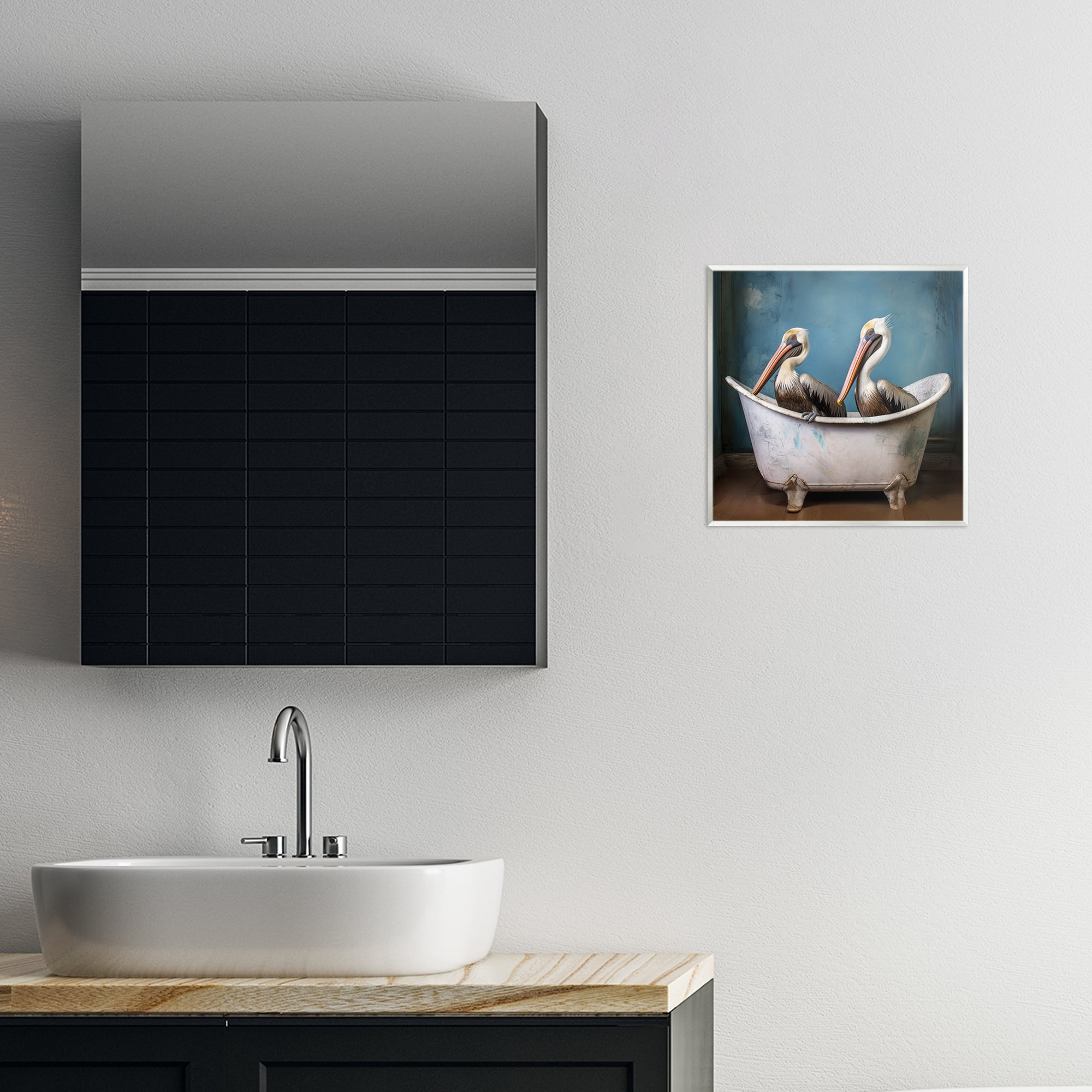Stupell Industries Pelican Bath Time Typography Painting Unframed Art Print Wall Art, 12 x 12